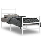 Metal Bed Frame without Mattress with Footboard White 80x200cm