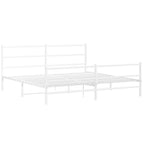 Metal Bed Frame without Mattress with Footboard White 200x200cm