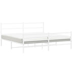 Metal Bed Frame without Mattress with Footboard White 200x200cm