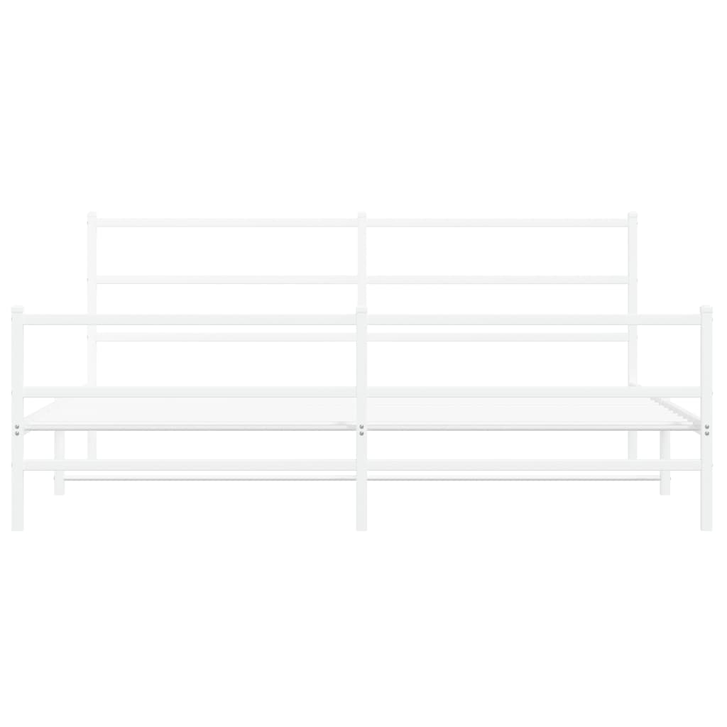 Metal Bed Frame without Mattress with Footboard White 200x200cm