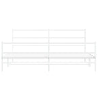 Metal Bed Frame without Mattress with Footboard White 200x200cm
