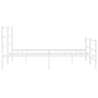 Metal Bed Frame without Mattress with Footboard White 200x200cm
