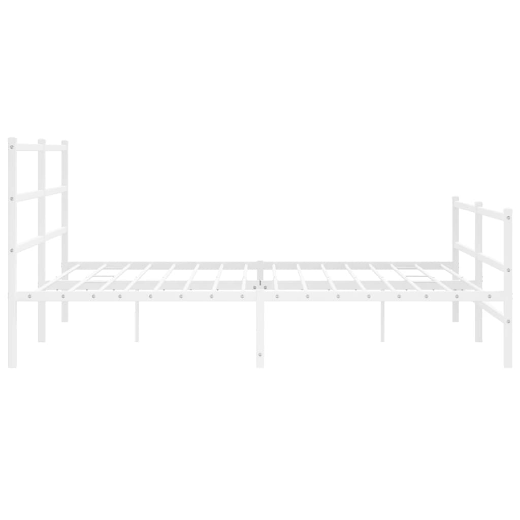 Metal Bed Frame without Mattress with Footboard White 200x200cm