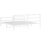 Metal Bed Frame without Mattress with Footboard White 200x200cm