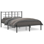 Metal Bed Frame without Mattress with Headboard Black 140x200cm