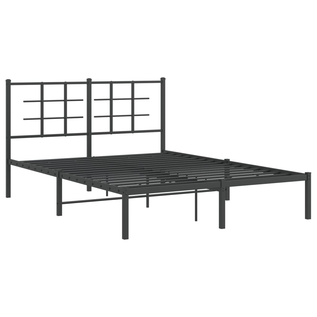 Metal Bed Frame without Mattress with Headboard Black 140x200cm