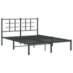 Metal Bed Frame without Mattress with Headboard Black 140x200cm