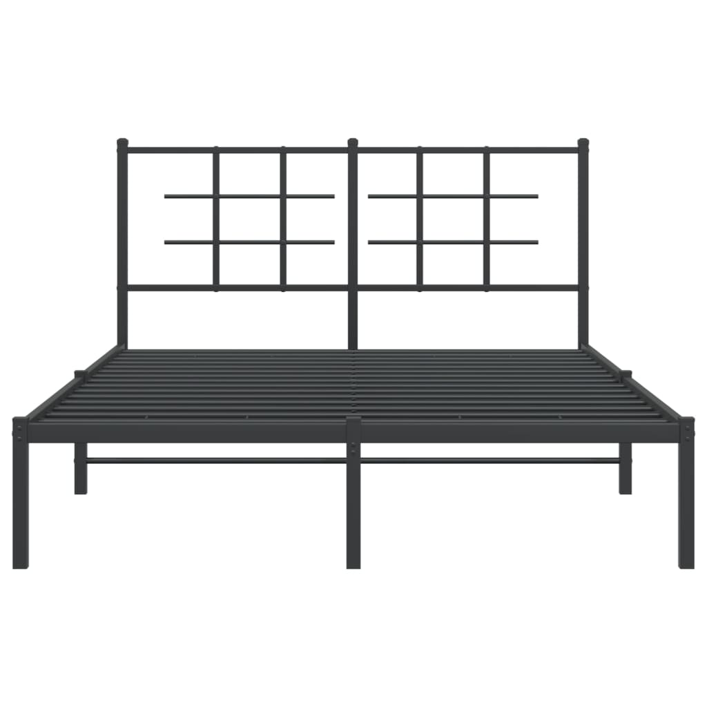 Metal Bed Frame without Mattress with Headboard Black 140x200cm