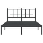 Metal Bed Frame without Mattress with Headboard Black 140x200cm