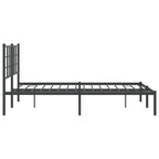 Metal Bed Frame without Mattress with Headboard Black 140x200cm