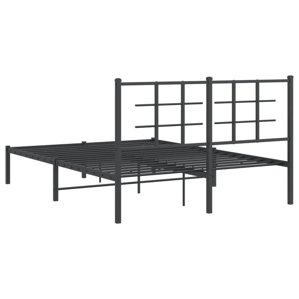 Metal Bed Frame without Mattress with Headboard Black 140x200cm