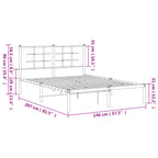 Metal Bed Frame without Mattress with Headboard Black 140x200cm