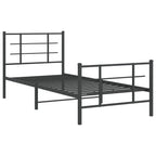 Metal Bed Frame without Mattress with Footboard Black 90x200cm