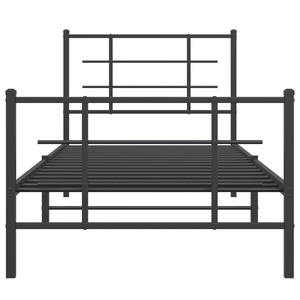 Metal Bed Frame without Mattress with Footboard Black 90x200cm