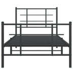Metal Bed Frame without Mattress with Footboard Black 90x200cm
