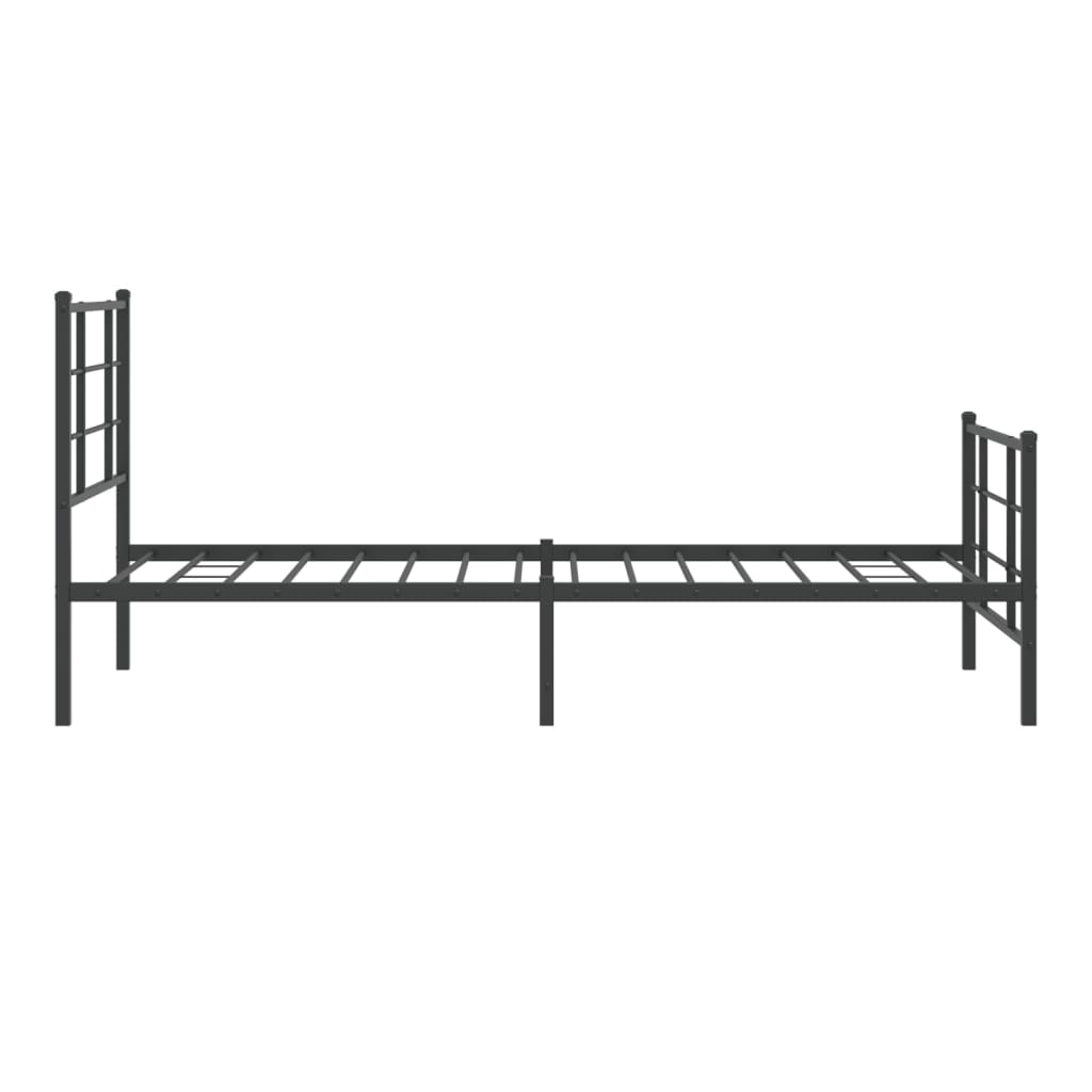 Metal Bed Frame without Mattress with Footboard Black 90x200cm