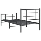 Metal Bed Frame without Mattress with Footboard Black 90x200cm