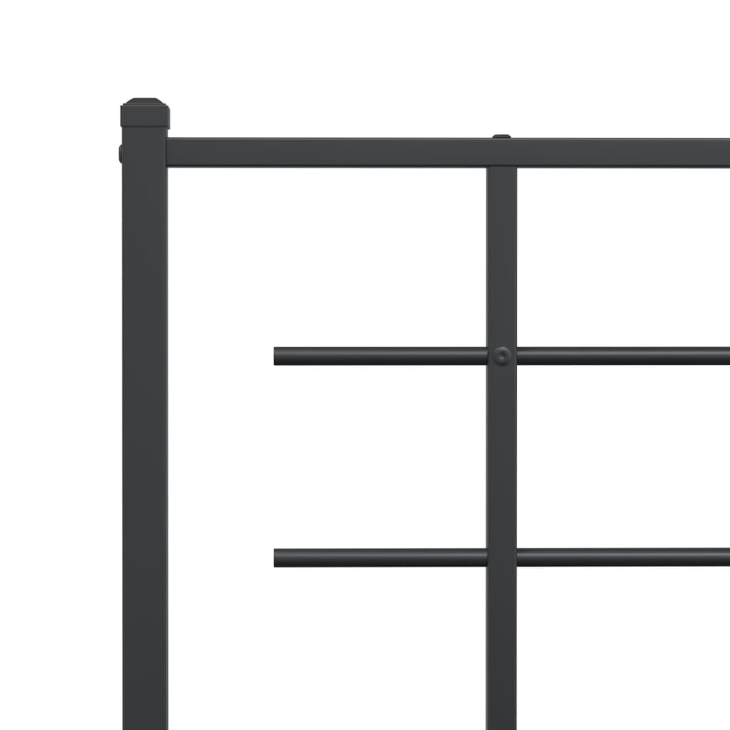 Metal Bed Frame without Mattress with Footboard Black 90x200cm