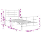 Metal Bed Frame without Mattress with Footboard Black 90x200cm