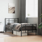 Metal Bed Frame without Mattress with Footboard Black 90x200cm