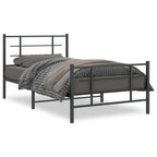 Metal Bed Frame without Mattress with Footboard Black 100x200cm