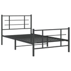 Metal Bed Frame without Mattress with Footboard Black 100x200cm