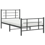 Metal Bed Frame without Mattress with Footboard Black 100x200cm