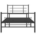 Metal Bed Frame without Mattress with Footboard Black 100x200cm