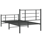 Metal Bed Frame without Mattress with Footboard Black 100x200cm