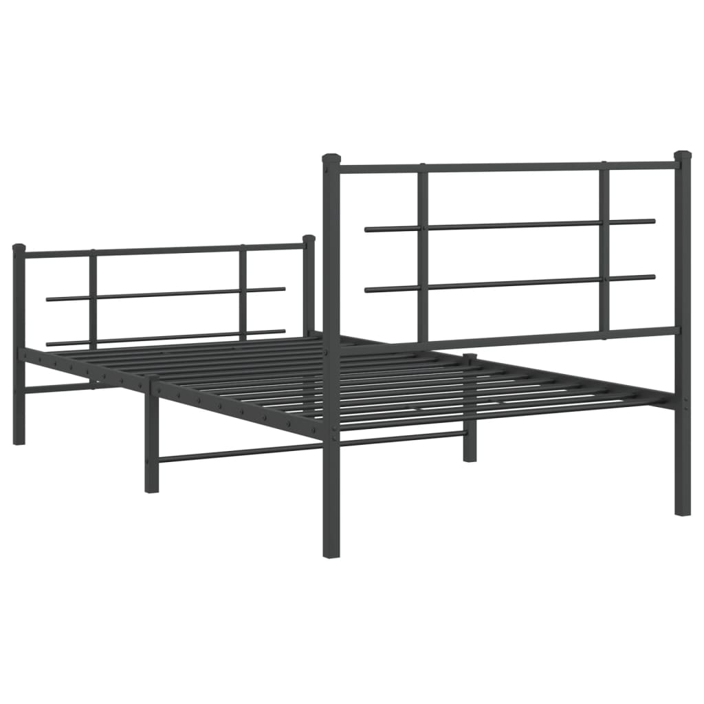 Metal Bed Frame without Mattress with Footboard Black 100x200cm