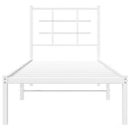 Metal Bed Frame without Mattress with Headboard White 75x190cm