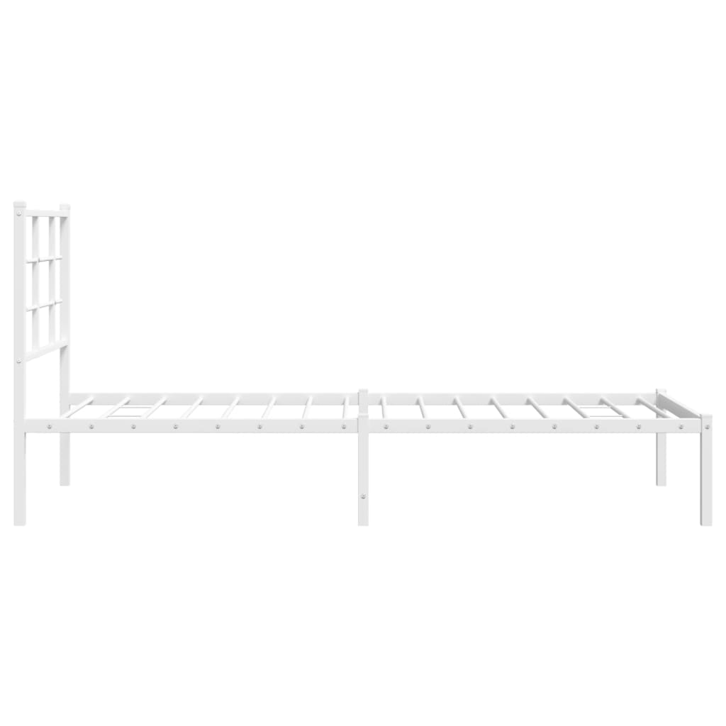 Metal Bed Frame without Mattress with Headboard White 75x190cm