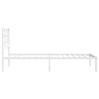 Metal Bed Frame without Mattress with Headboard White 75x190cm