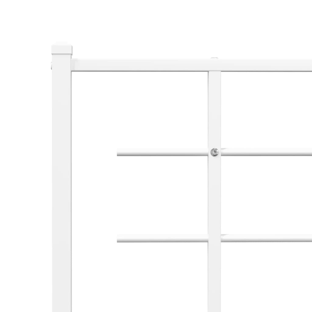 Metal Bed Frame without Mattress with Headboard White 75x190cm