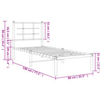 Metal Bed Frame without Mattress with Headboard White 75x190cm