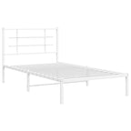 Metal Bed Frame without Mattress with Headboard White 100x190cm