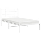 Metal Bed Frame without Mattress with Headboard White 100x190cm