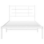 Metal Bed Frame without Mattress with Headboard White 100x190cm