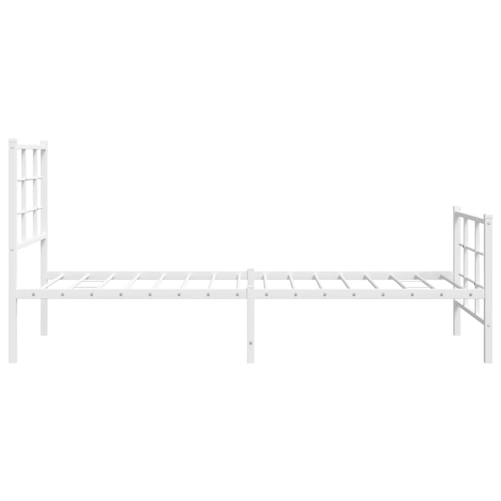 Metal Bed Frame without Mattress with Footboard White 75x190cm