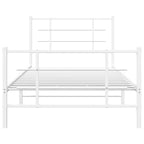 Metal Bed Frame without Mattress with Footboard White 107x203cm