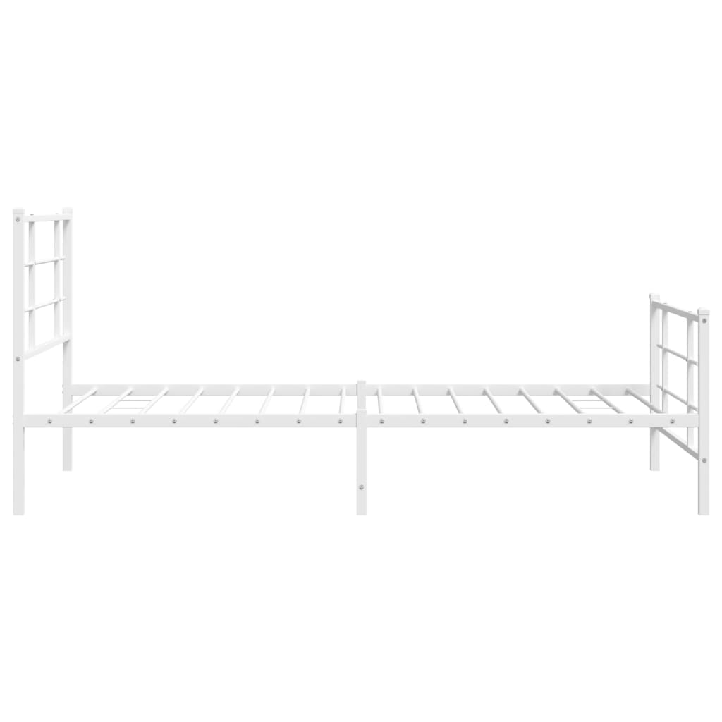 Metal Bed Frame without Mattress with Footboard White 107x203cm