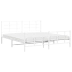 Metal Bed Frame without Mattress with Footboard White 183x213cm