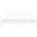 Metal Bed Frame without Mattress with Footboard White 183x213cm