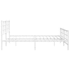 Metal Bed Frame without Mattress with Footboard White 183x213cm