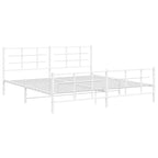 Metal Bed Frame without Mattress with Footboard White 193x203cm