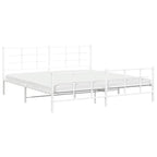 Metal Bed Frame without Mattress with Footboard White 193x203cm