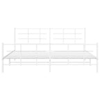 Metal Bed Frame without Mattress with Footboard White 193x203cm