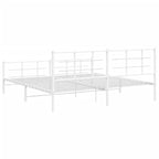 Metal Bed Frame without Mattress with Footboard White 193x203cm