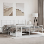 Metal Bed Frame without Mattress with Footboard White 193x203cm