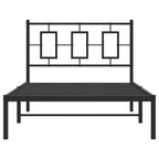Metal Bed Frame without Mattress with Headboard Black 100x190cm